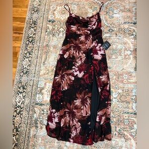 Lulus Cowl Neck Midi Dress with Leg Slit NWT (Large)